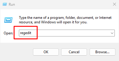 実行ダイアログからレジストリエディタを開く