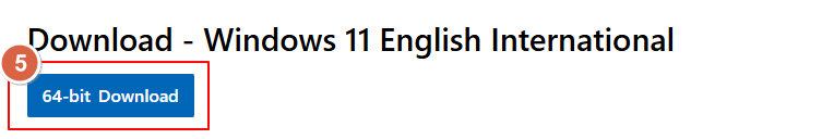 Windows 11 64ビットダウンロードボタン